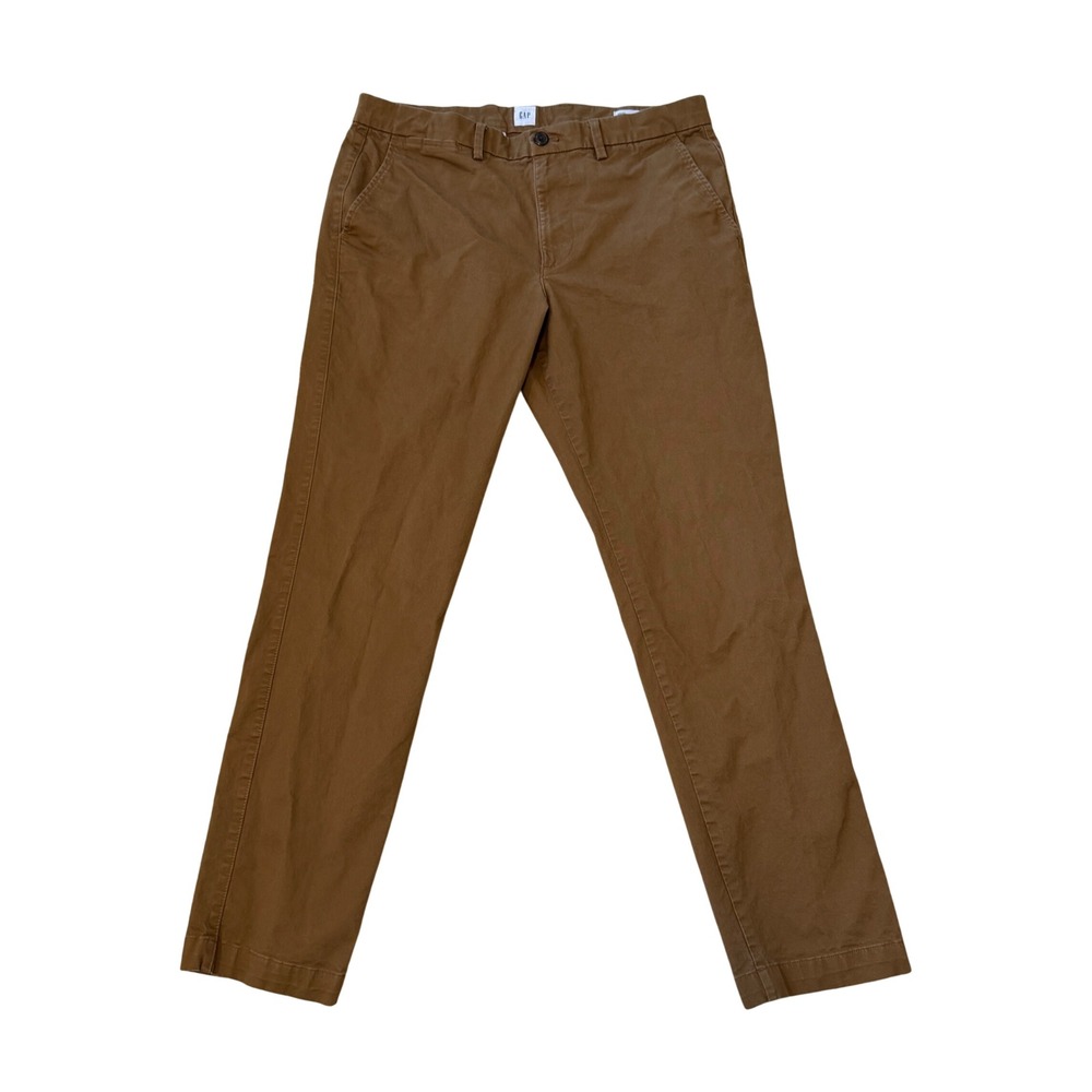 Gap Mens Khaki Slim Fit Pants Brown Tobacco Chinos 34x31* Office Preppy